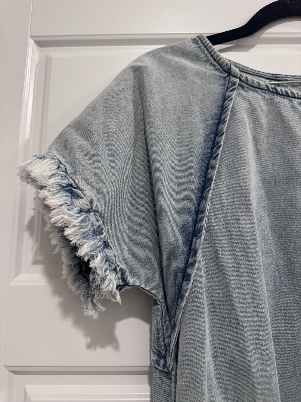 Umgee Denim Fringe High Low Swing Dress Small Boho Western - Picture 4 of 5